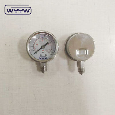 فشار سنج پر از مایع 50mm پایین 1/4&quot;Npt OEM فشار سنج