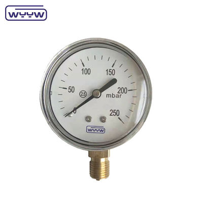 63mm 100mm 150mm فشار سنج کپسول با فولاد سیاه یا فولاد ضد زنگ کیس و آلومینیوم سیاه نشانگر