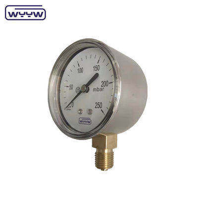 63mm 100mm 150mm فشار سنج کپسول با فولاد سیاه یا فولاد ضد زنگ کیس و آلومینیوم سیاه نشانگر