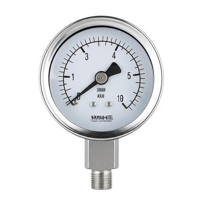 فشارسنج محوری مقاوم در برابر لرزش 50 میلی‌متری از جنس استیل ضد زنگ 316 با اتصال از پایین