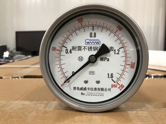 4 اینچ 100mm Stainless Steel Pressure Gauge مقاومت در برابر لرزش مقاومت در برابر خوردگی بدون روغن پر کردن مانومتر