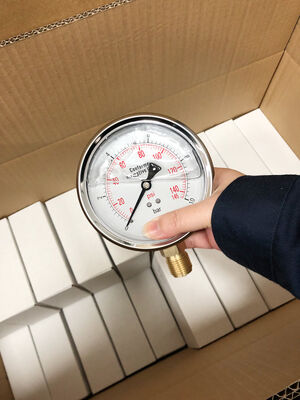 گیج فشار پر شده با مایع استیل ضد زنگ ممتاز با مقیاس دوگانه و دقت 1.6%