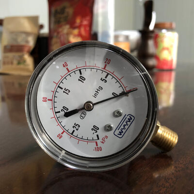 گیج خلاء کپسولی ۲.۵ اینچی ۶۰ میلی‌متری | -۳۰ اینچ جیوه / -۱۰۰ کیلوپاسکال | مقیاس دوگانه