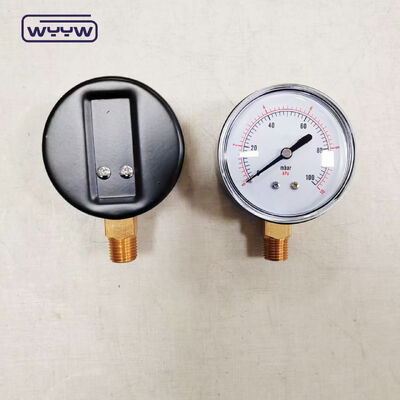 63mm 100mbar Case فولاد سیاه کپسول فشار سنج برای گاز با نصب پایین