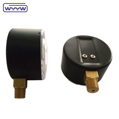 63mm 100mbar Case فولاد سیاه کپسول فشار سنج برای گاز با نصب پایین