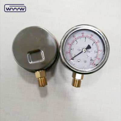 63mm فشار سنج پمپ گل پر شده از روغن با کیس فولاد ضد زنگ و محدوده فشار قابل تنظیم