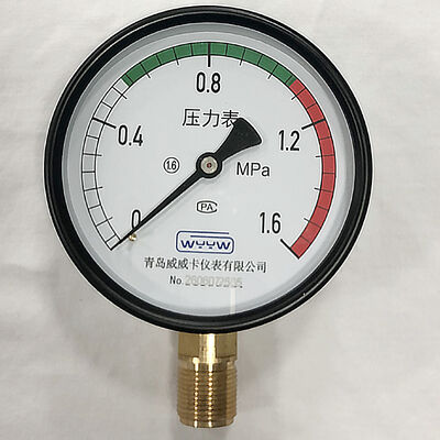 4 اینچ 100MM 0 ~ 1.6MPa فشار سنج فولاد کربن برای کمپرسور هوا و مخزن گیرنده هوا فشرده